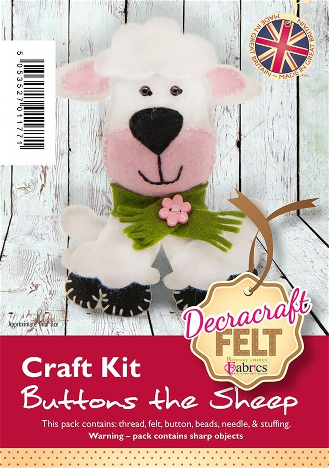 Buttons the Sheep Felt Sewing Kit | Pack Lane Wool
