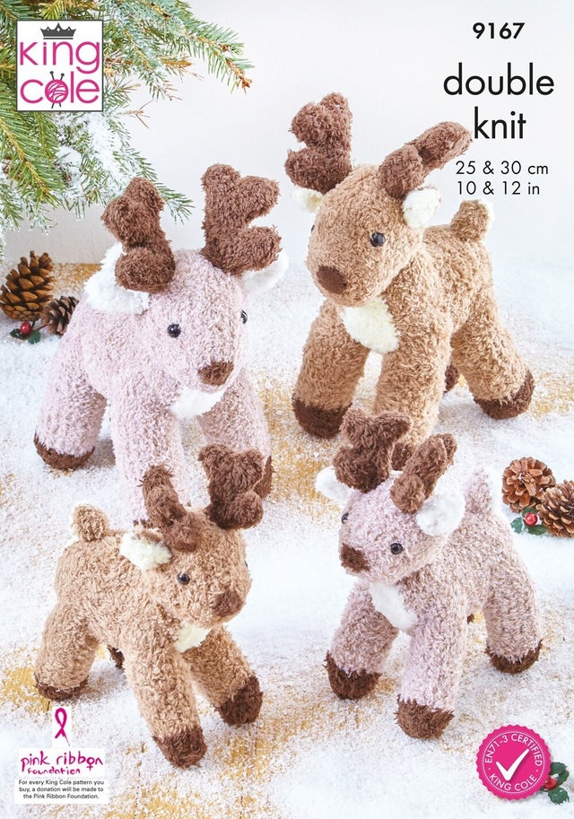 King Cole Novelty Toy Reindeer Knitting Pattern 9167 - Truffle King Cole Novelty Toy Reindeer Knitting Pattern 9167 - Truffle